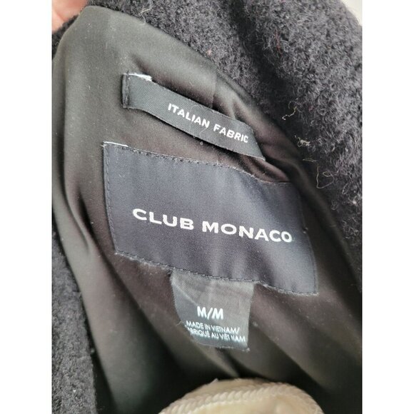 $398 CLUB MONACO Women’s Halli Coat 100% Italian Wool Lamb Leather Cuffs Medium - Picture 7 of 7